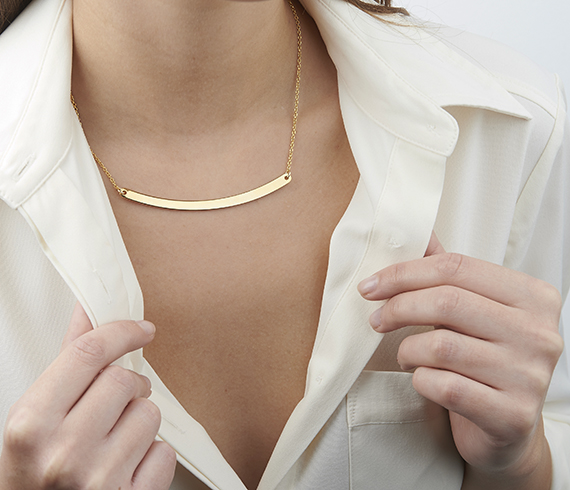 Curved Bar Necklace, Statement Necklace, Gold Necklace, Bar Necklace, Layering Necklace, Choker Necklace, Unique Jewelry, Modern Necklace