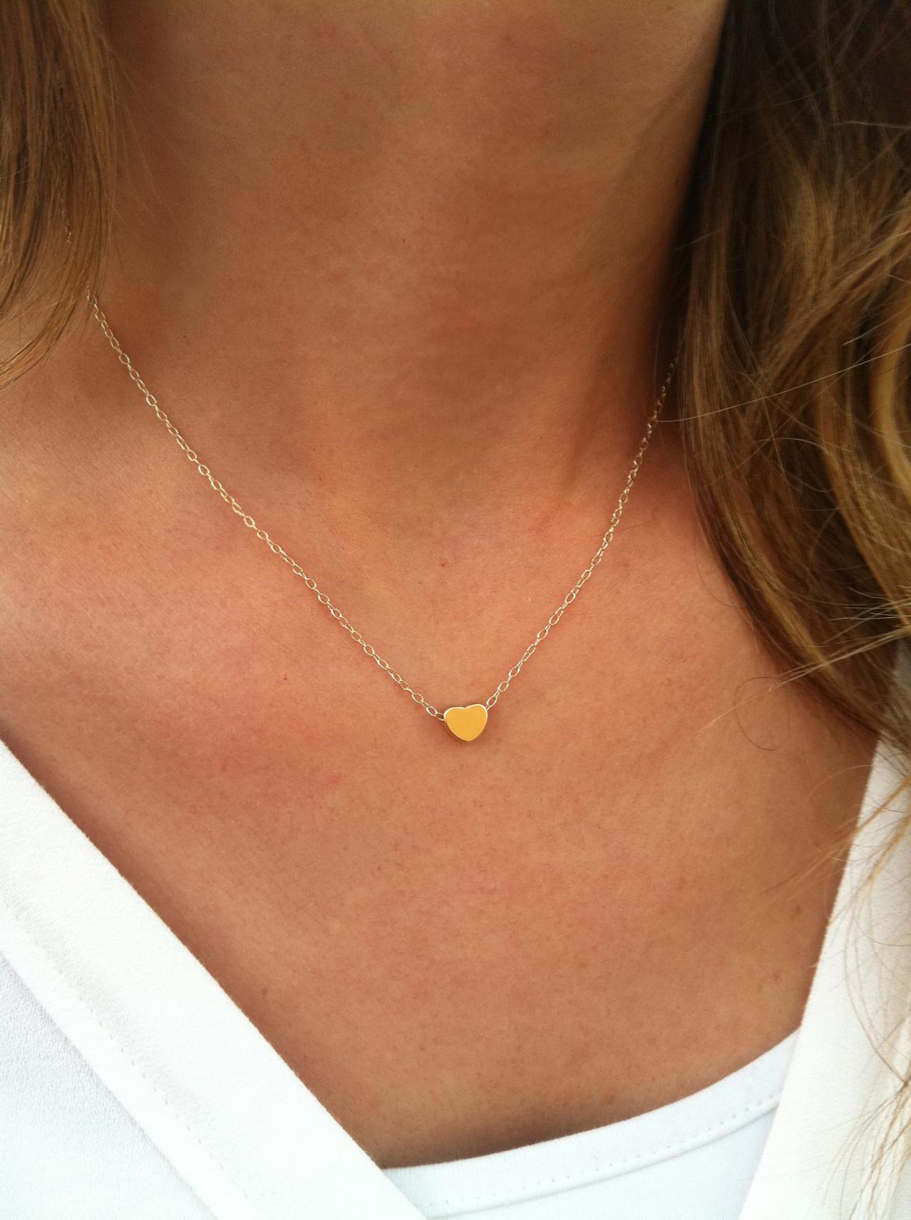 Gold Necklace - Tiny Heart Necklace, Small Heart Necklace, Simple Gold ...