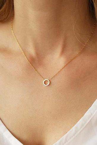 Dainty circle necklace, Karma necklace, Gold circle necklace, Minimalist necklace, Layering necklace, Tiny pendant necklace, Gold necklace