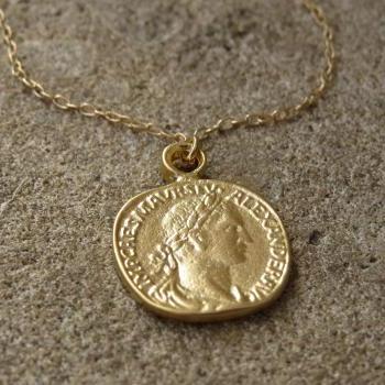 Gold Coin Necklace, Gold Pendant Necklace, Coin Jewelry, Delicate Gold Disc Necklace, Dainty Necklace, Gold Charm