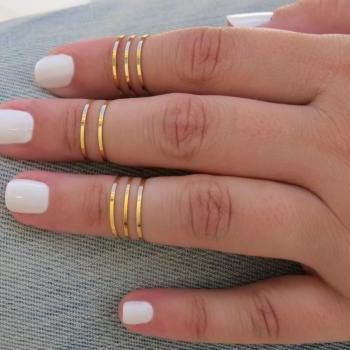 8 Above the Knuckle Rings - Gold Ring, Stacking rings, Knuckle Ring, Thin gold shiny bands, Set of 8 stack midi rings, Gold accessories
