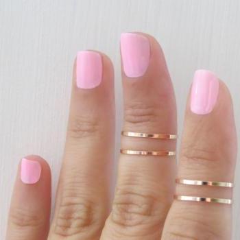 Gold Ring - Rose gold stacking rings, Knuckle Ring, Thin rose gold shiny bands, Set of 4 stack midi rings, Gold accessories