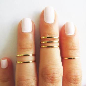 Thin gold ring - Stacking rings, Knuckle Ring, Gold shiny bands, Set of 6 stack midi rings, Gold jewelry, Wire ring, Gold accessories