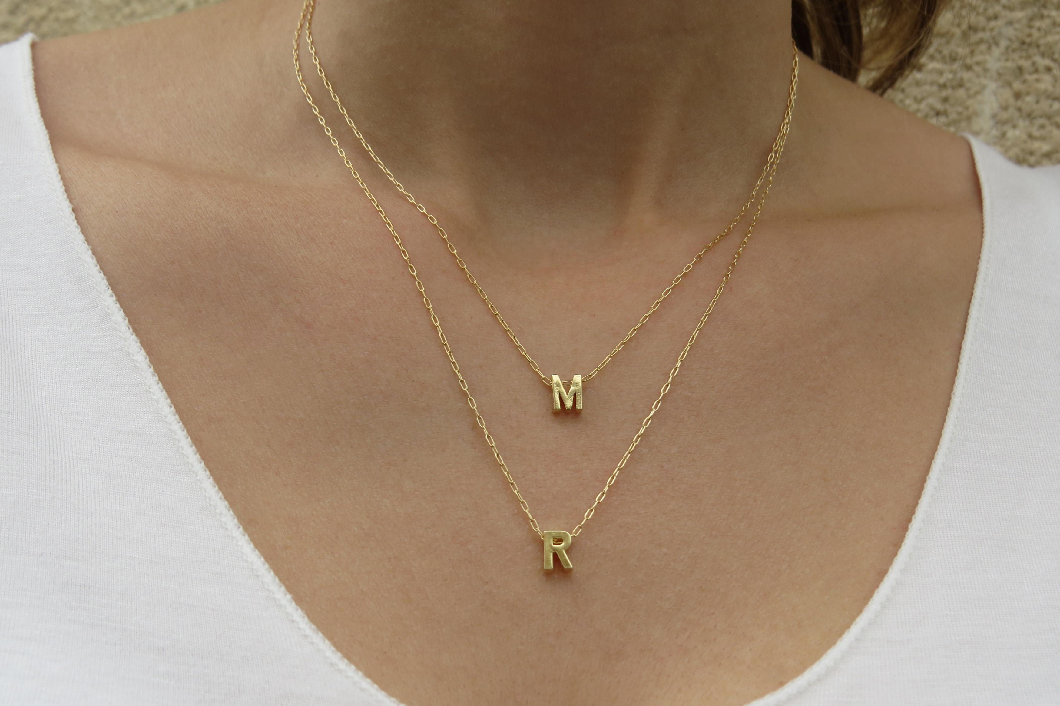 Goldfilled Initial Necklace - Gold Letter Necklace, Gold Necklace ...