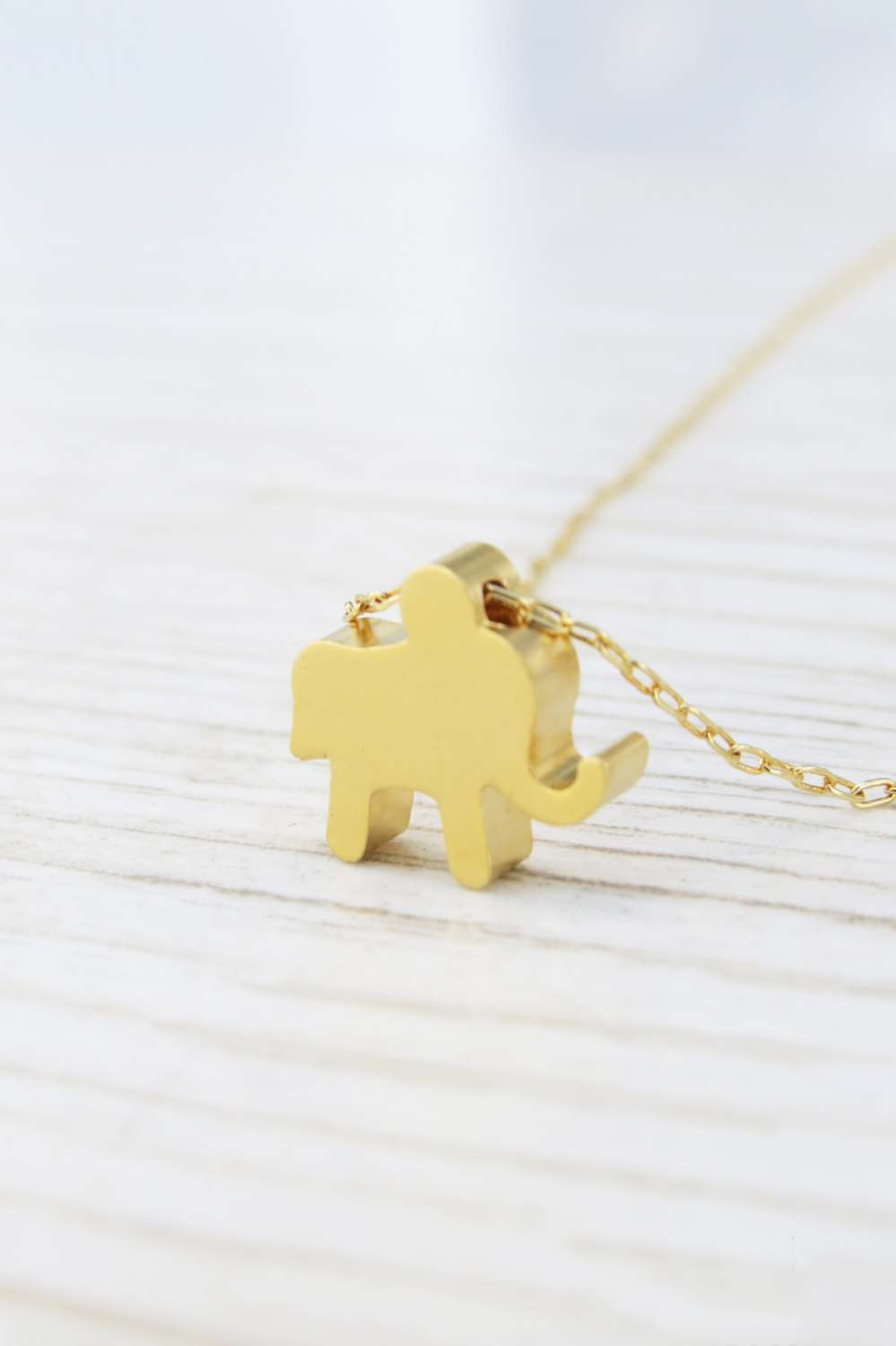 Gold Necklace, Gold Elephant Necklace, Goldfilled Chain With Elephant