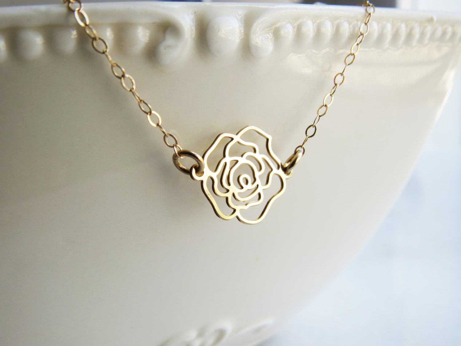Gold Necklace Delicate Flower Necklace Goldfilled Flower Necklace