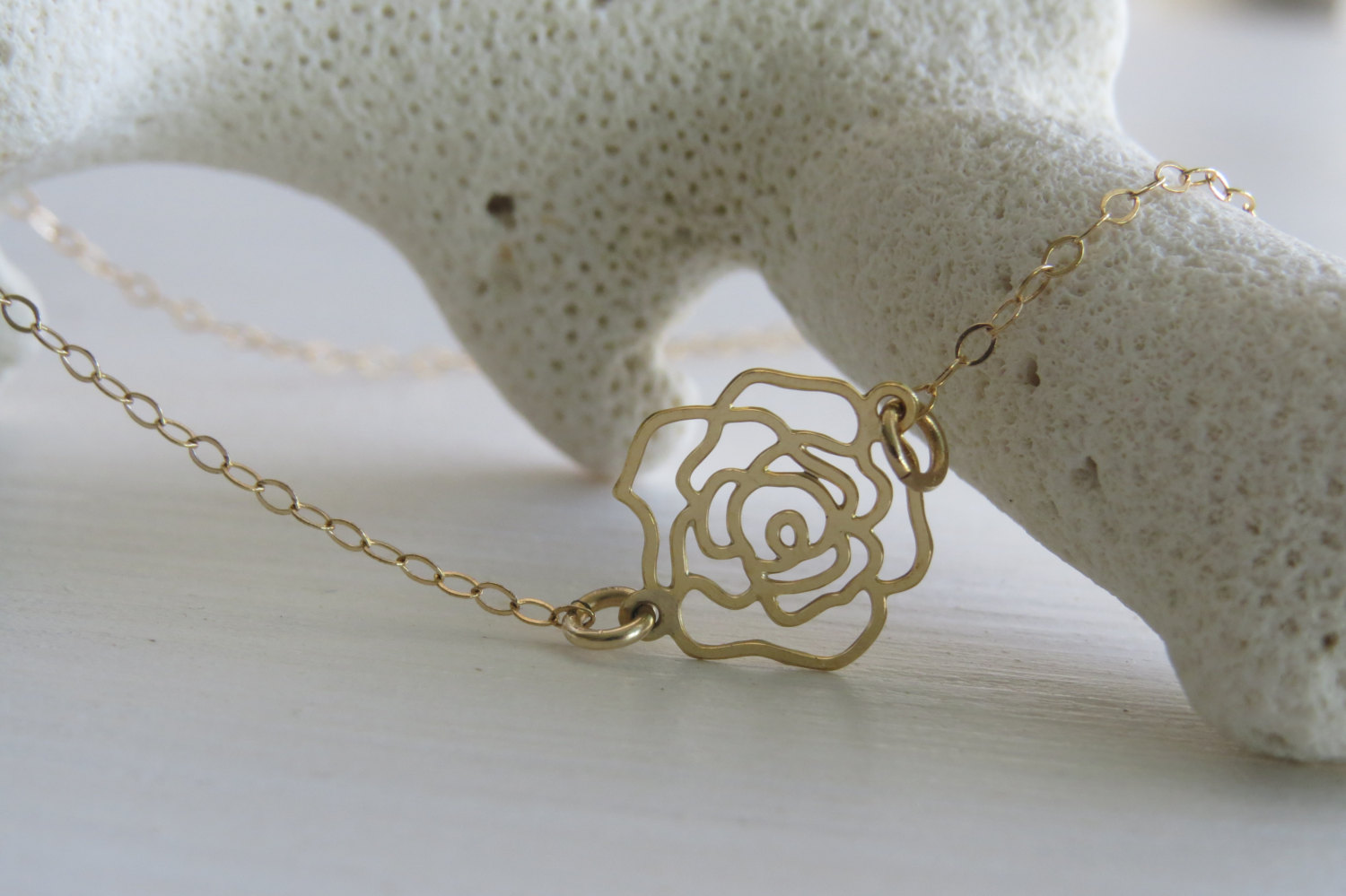 Gold Necklace Delicate Flower Necklace Goldfilled Flower Necklace