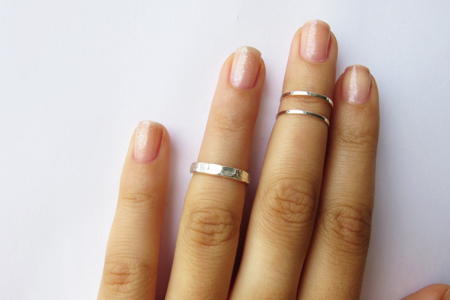 Silver Knuckle Rings - Silver Stacking Rings, Thin Silver Shiny Bands ...